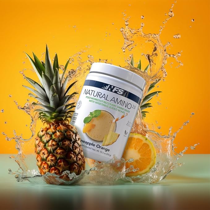 NF Sports Natural Amino. 2:1:1 BCAAs Amino Acids Powder. BCAA Energy Pre Workout Powder for Muscle Recovery. Keto Friendly Vegan No Artificial Flavors (25 Servings Orange Pineapple)
