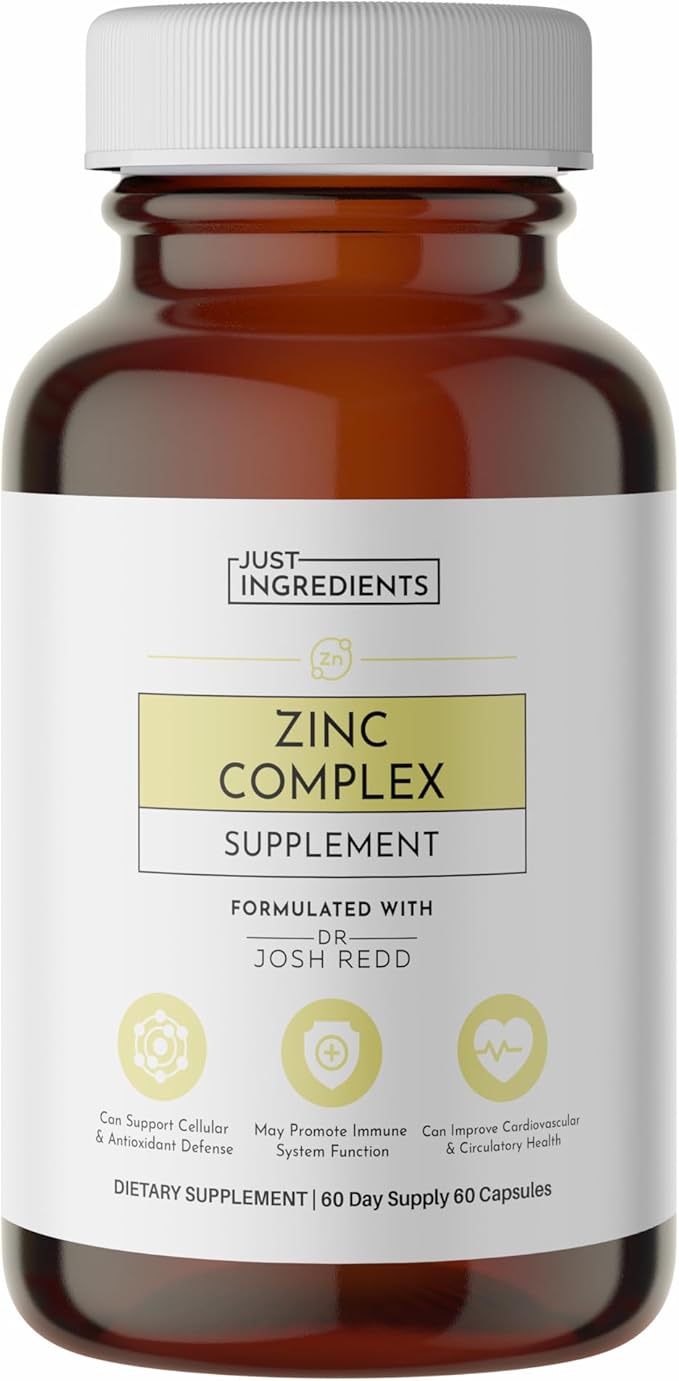 Zinc Complex – Highly Absorbable Supplement with Picolinate &amp Bisglycinate Plus Quercetin Resveratrol L-Histidine &amp Copper – Supports Immune Function Skin Energy &amp Cellular Health