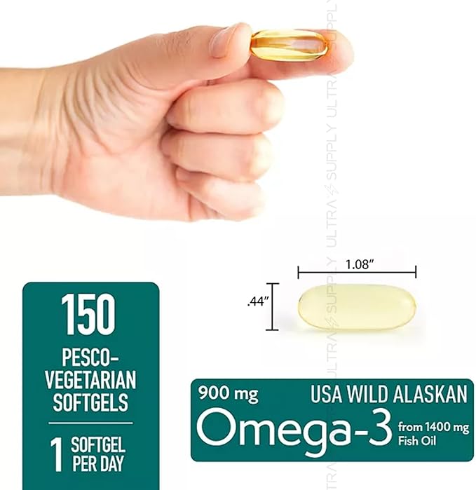 Members Mark Omega 3 Fish Oil (150 Count.) 900 mg – Wild Alaskan MSC-Certified Sustainable Supports Heart &amp Brain Health No Fishy Aftertaste