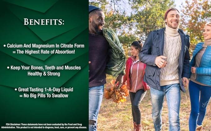 Tropical Oasis Liquid Calcium Magnesium - Natural Formula w/Support for Strong Bones - Liquid Vitamins w/Calcium Magnesium &amp Vitamin D - up to 96% Absorption by The Body. - 32oz 64 Serv.
