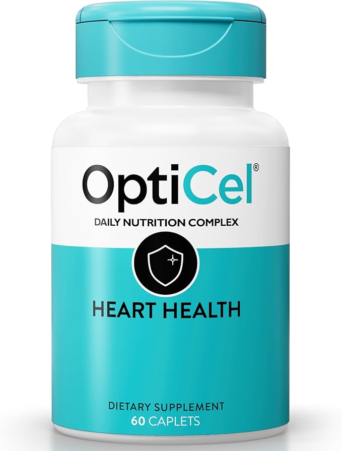 OptiCel Heart Health - Heart Health &amp Blood Pressure Supplement for Men &amp Women Supports Endurance Recovery Cholesterol &amp Cardiovascular Health Plant-Based Gluten-Free and Non-GMO 60
