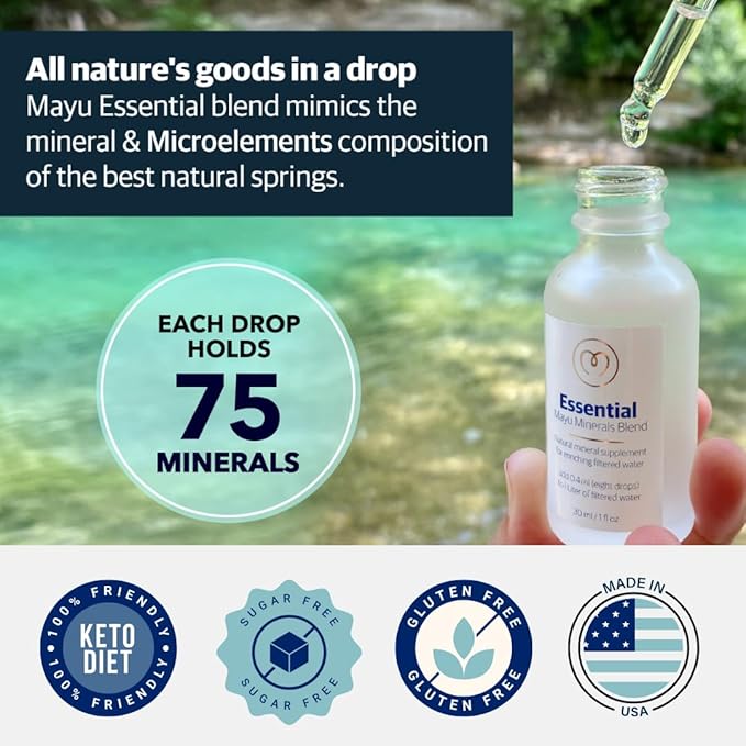 MAYU Trace Mineral Drops - 3 Bottles - 80+ Full-Spectrum Ionic Minerals for Water - Great-Tasting Mineral Supplement for Hydration - Magnesium Potassium &amp Zinc - No Additives - 90 Servings