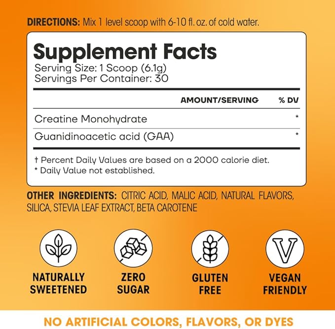 Fit &amp Lean Creatine for Women My Lean Creatine Powder Complex with GAA Muscle Performance Cognitive Function and Less Bloating Reduced Water Retention Orange Sherbert 30 Servings