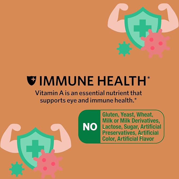1 Pack Vitamin A 2400 mcg Softgels 250 Count (1 Bottle) + Vitamin Guide &amp Sticker Included