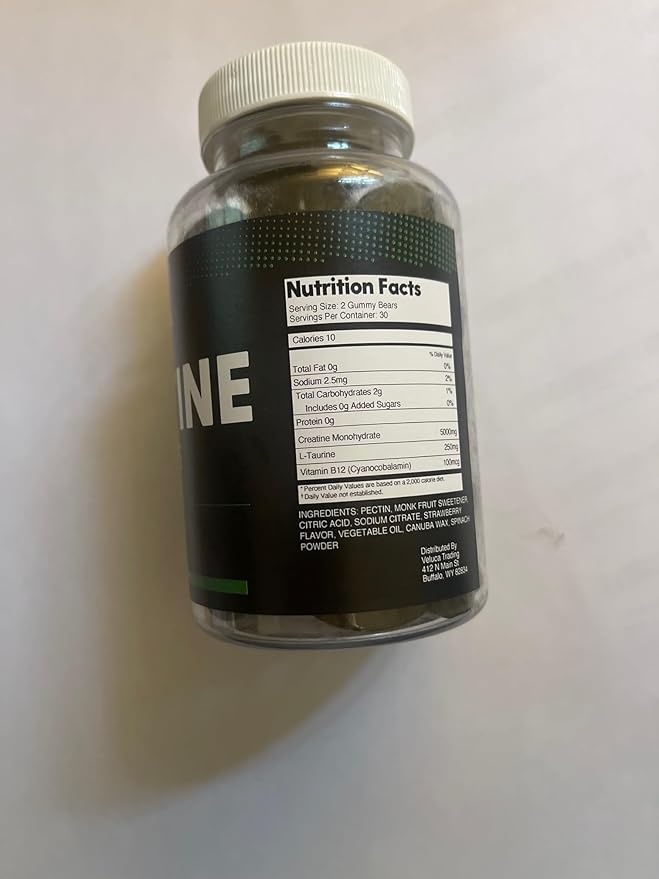 Sugar Free Creatine 5g for Men &amp Women - Chewable Creatine Monohydrate Gummies Build Size with L-Theanine &amp Vitamin B12 5000mg Bodybuilding Builder Strength Muscle - Pre-Workout Growth
