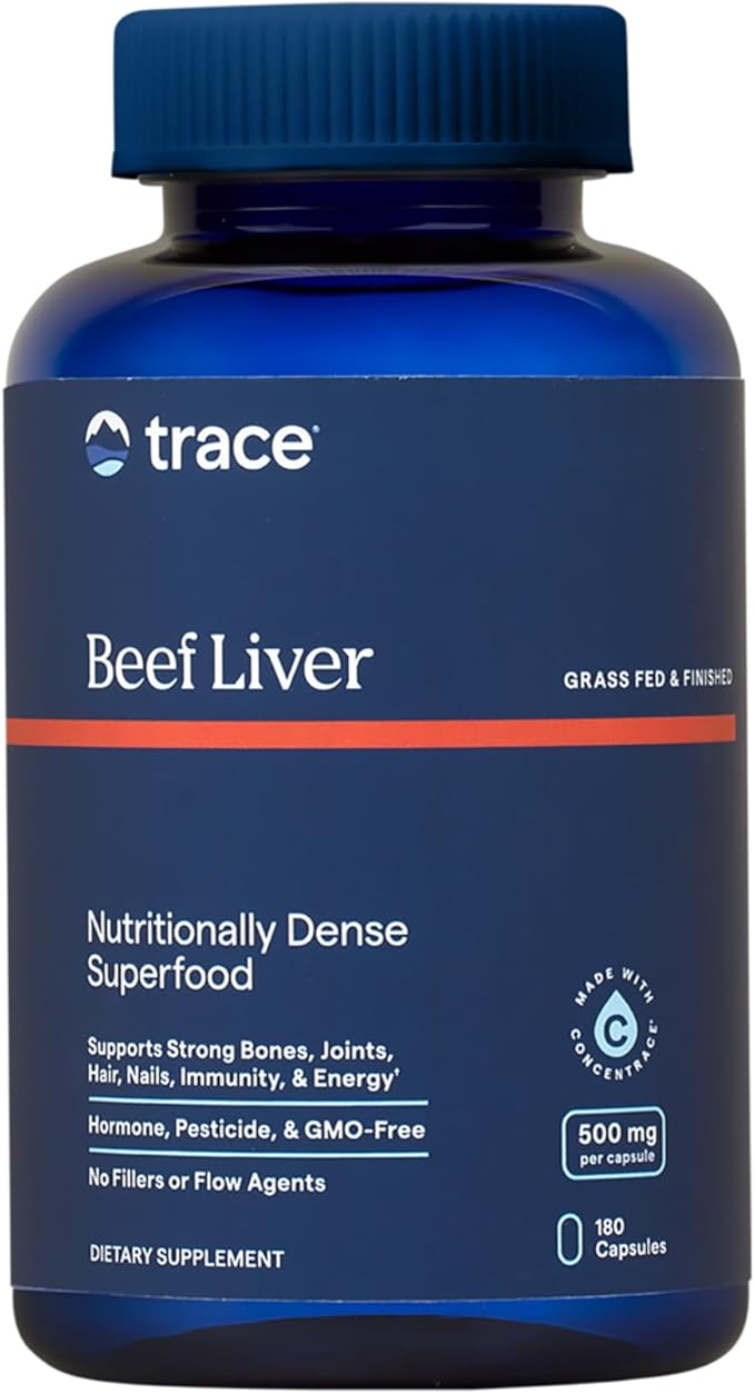 Trace Minerals Beef Liver - Beef Liver Supplement for Overall Body Health - Bone Energy Immune &amp Organ Support - Healthy Hair &amp Skin - Natural Superfood - Gluten-Free - 180 Count (30 Serving