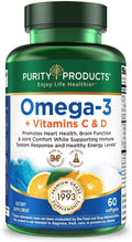 Purity Products - Omega-3 Plus Vitamin C &amp D 60 softgels