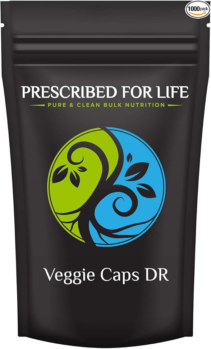 Prescribed for Life Veggie Caps DR - 100% Vegetarian Capsules - Size 00 Bulk Clear Empty Delayed-Release Vcaps(R) 1000 Count