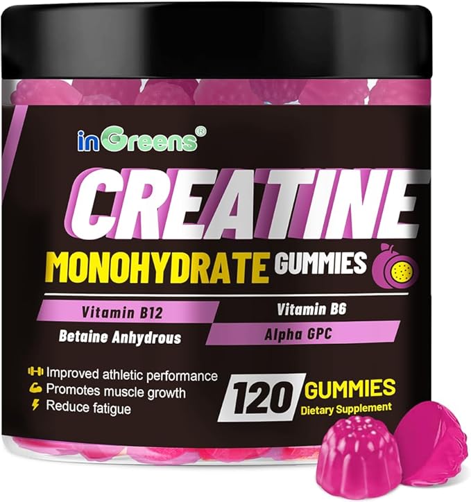 Creatine Monohydrate Gummies 6g for Men &amp Women Potent Creatine Supplement Chewables Creatine for Energy Boost Increase Strength and Build Muscle Gluten-Free Sugar Free120 Count