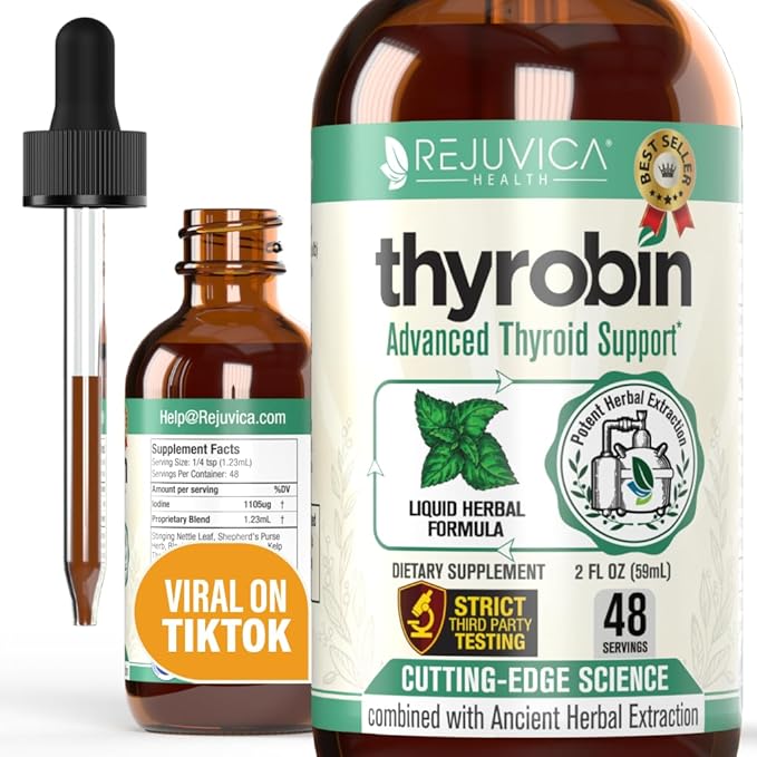 Thyrobin - Advanced Thyroid Support Supplement - Liquid Delivery for Better Absorption - Iodine Stinging Nettle Kelp Astragalus Ashwagandha &amp More!