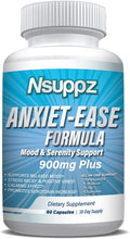 Natural Mood &amp Serotonin Support - Nutrisuppz Anxiet-Ease Formula with Ashwagandha L-Theanine GABA 5-HTP Magnesium - 60 Capsules