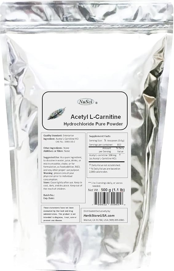 ALC Acetyl L-Carnitine HCl Powder Pure Form (500 g (1.1 Lb))