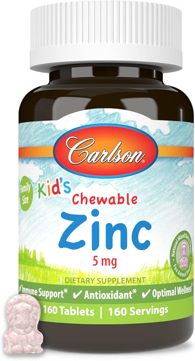 Carlson - Kid's Chewable Zinc 5 mg Health Support Natural Mixed Berry Flavor 160 Tablets