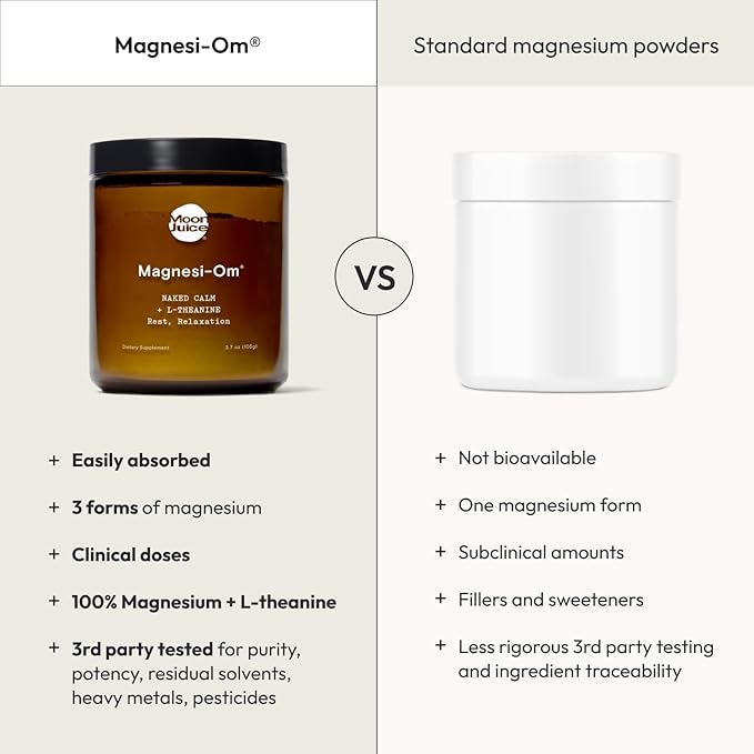Moon Juice Magnesi-Om Magnesium Powder Supplement - Chelated Magnesium Complex + L-Theanine Blend for Rest Relaxation &amp Regularity - Vegan Non-GMO &amp No Sugar Unflavored 3.9 oz 30 Sevings
