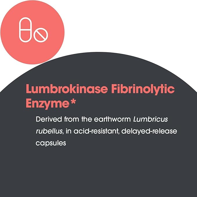 ARG Lumbrokinase Circulatory System Support - Delayed-Release Enzyme Supplement - Circulatory &amp Cardiovascular Health - Supports Healthy Blood Flow - Non-GMO &amp Gluten-Free - 30 Servings - 60 C