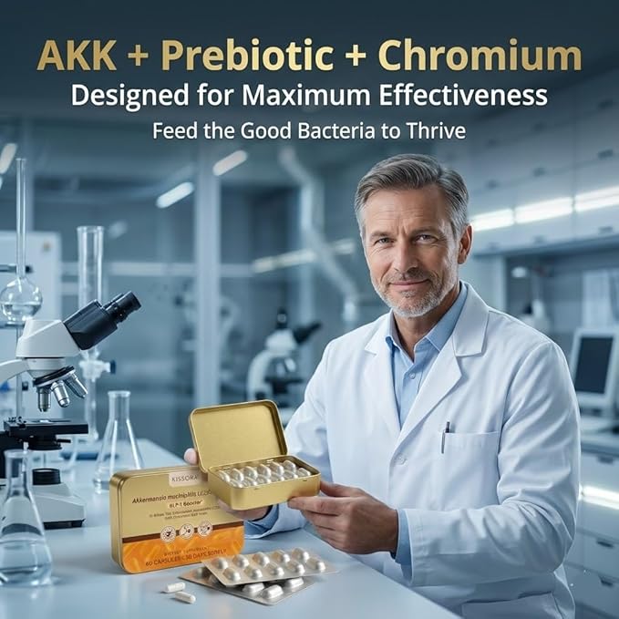 Kissora Akkermansia Probiotic 20 Billion TFU with Chromium | 60 Capsules 30 Servings