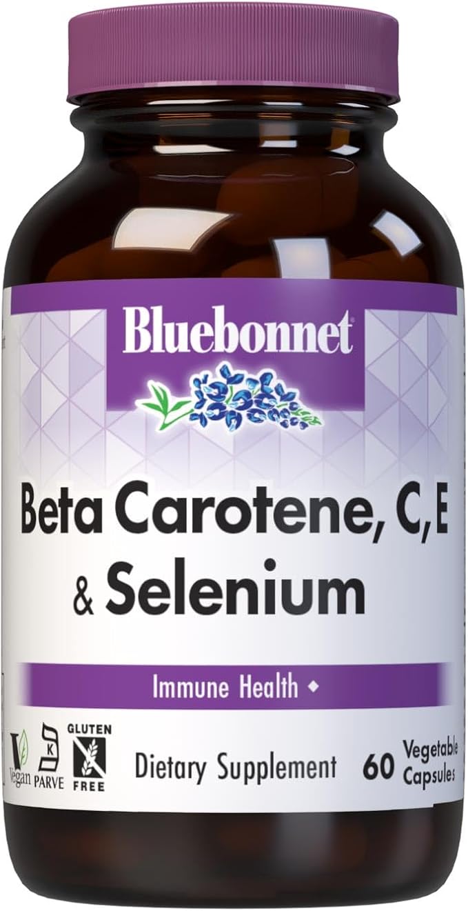 Bluebonnet Beta Carotene C and E Plus Selenium Vegetarian Capsules 60 Count