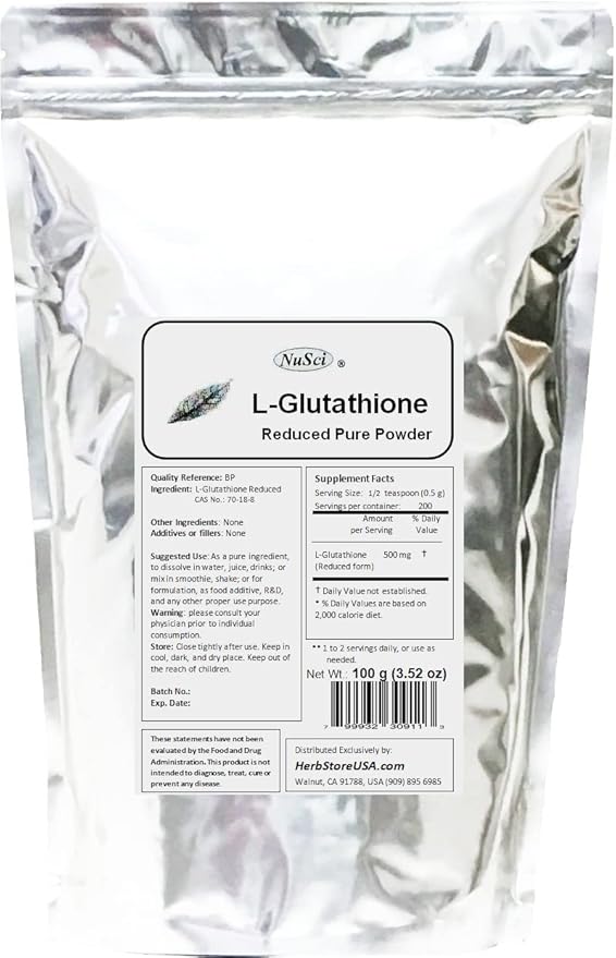 L-Glutathione Reduced Powder Powerful Antioxidant Immune Support (100 Grams (3.52 oz))