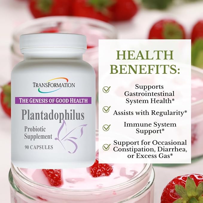 Transformation The Genesis of Good Health Enzymes Plantadophilus Natural Plant-Based Probiotics Supplement Practitioner Recommended Non-GMO for Digestive Health Immune Support Gut Balance 90