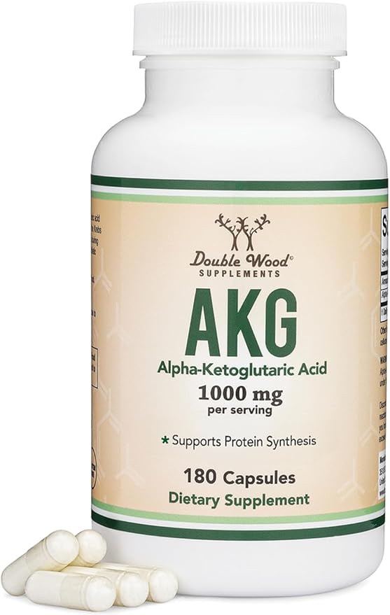 AKG Supplement (Alpha Ketoglutaric Acid) 1000mg Per Serving (180 Capsules) Different and May Be More Effective Than AAKG (Recently Studied for Healthy Aging Properties) Gluten Free by Double Wood