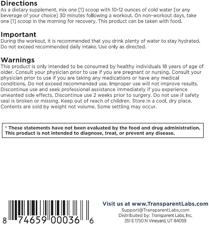 Transparent Labs Creatine HMB a Unflavored (0.92 lbs./60 Servings)