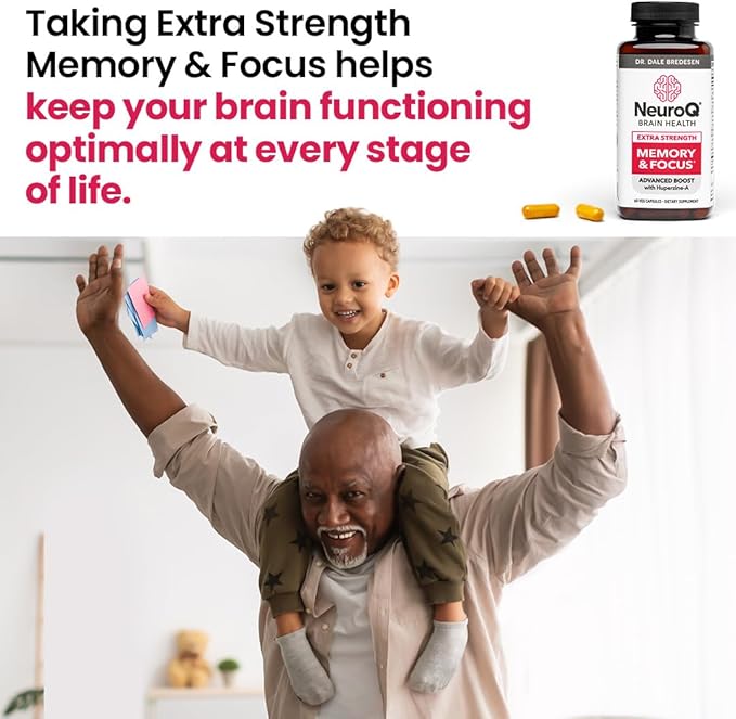 NeuroQ Memory &amp Focus Extra Strength - Boosts Cognitive Performance &amp Brain Function - Supports Neuroprotection &amp Concentration - Huperzine A Gotu Kola Ginkgo Coffee Fruit &amp Propoli