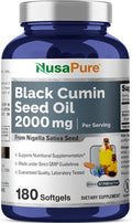 NusaPure Black Seed Oil 2000mg per Serving - 180 Softgel Caps (Non-GMO Gluten-Free) Cold-Pressed Nigella Sativa