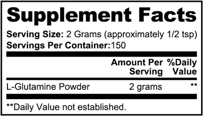 L-Glutamine Powder for Lean Muscle GI Health Immune Function Non GMO No Fillers Vegan 150 Servings 10.6 oz.