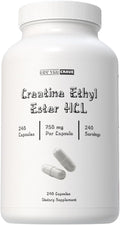 Creatine Ethyl Ester HCI Pills 7X Concentrated vs Monohydrate Powder Cognitive Energy Muscle Recovery Support for Men &amp Women | Only 1 Ingredient | Creatine HCI Capsules 240 Servings