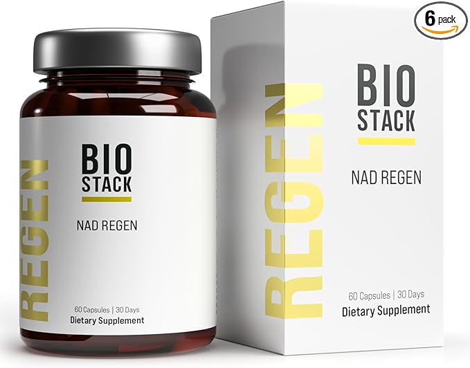 BIOSTACK NAD Regen - Advanced NAD+ Supplement with NAD3 Yüth Spermidine Resveratrol Niacinamide | NMNH Alternative | Anti Aging Longevity &amp Cellular Health Vitamin B3 Complex (360 Capsules)