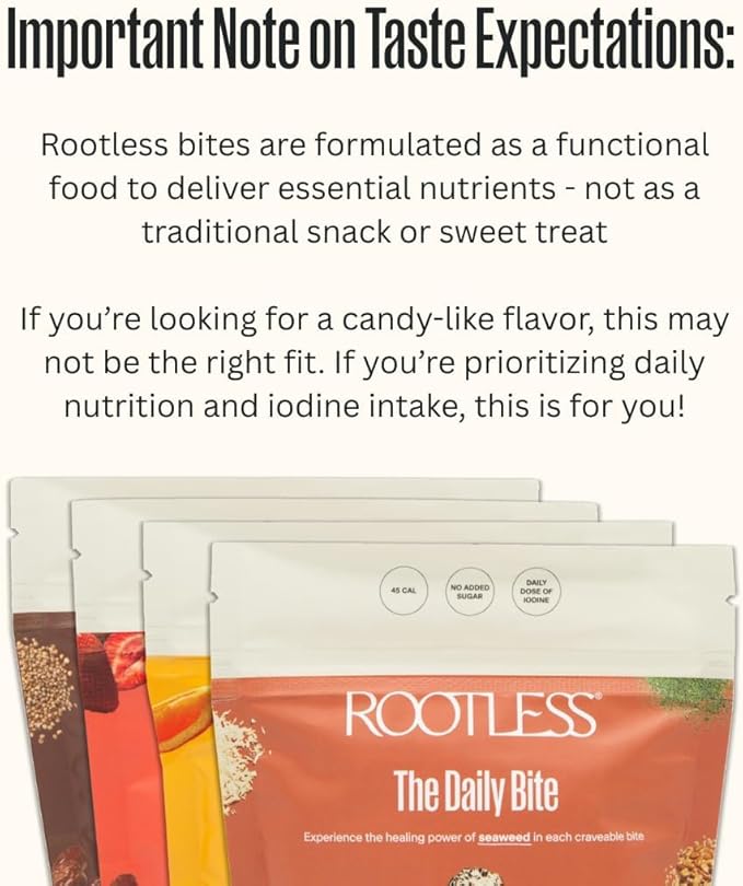 Rootless Seaweed Daily Bites – Orange Pistachio – 1 Month Supply for Hormone &amp Thyroid Health | 100% Daily Iodine Whole Food Ingredients No Added Sugar (4 Pack)