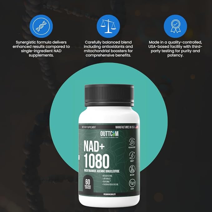 NAD+ Supplement w/Resveratrol B12 Phosphatidylcholine &amp Bioperine – 900mg NAD+ Capsule 60 Vegan Non-GMO Gluten-Free Capsules – Cellular Energy Bioavailability Liposomal Pack of 2