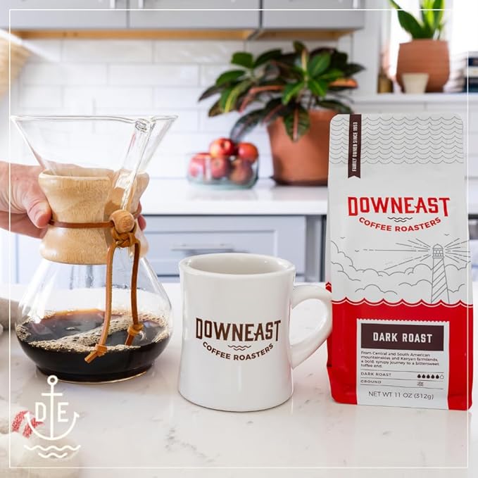 Downeast Coffee Roasters Whole Bean Coffee - Dark Roast 100% Arabica Coffee - Bold Syrupy Bittersweet Toffee Notes - Kenya Central and South American Highlands (2 lb Bag)