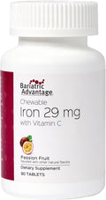 Bariatric Advantage Chewable Iron 29 mg - for Bariatric Surgery Patients - Iron with Vitamin C - No Iron Taste - Ferrous Fumarate &amp Carbonyl Iron Supplement - Passion Fruit - 90 Count
