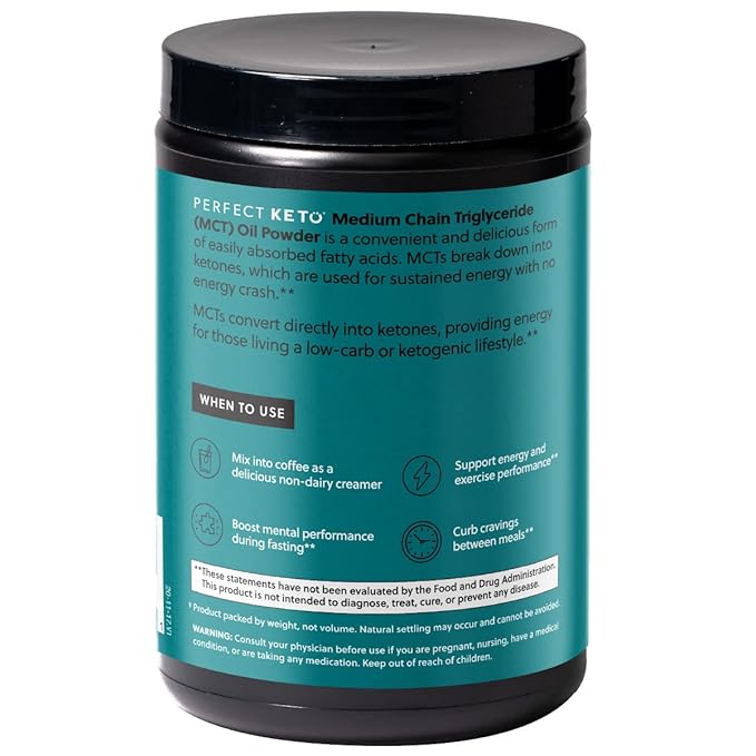 Perfect Keto 7g MCT Oil Powder Medium Chain Triglycerides Supplement Non Dairy Coffee Creamer for Keto Diet Ketogenic MCT Oil Mix for Coffee Smoothie Protein Shakes Chocolate 30 Servings