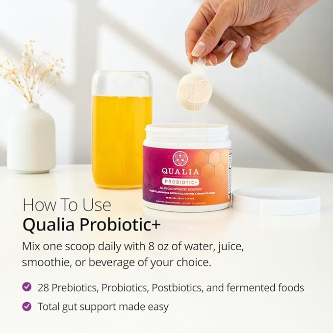 Qualia Probiotic - 28 Science-Backed Spore Probiotics Prebiotics and Postbiotics. Total Gut Support. Soothes Digestive discomfort. Ethically sourced. Promotes Akkermansia Growth. 1 Month Supply