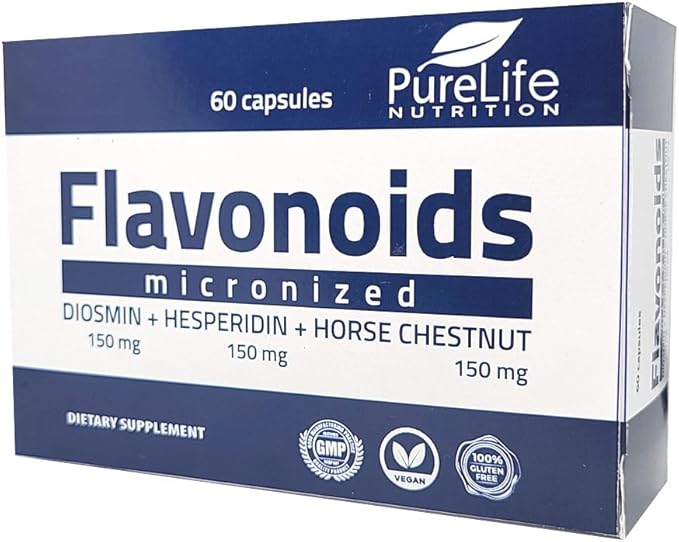 Flavonoids 60 days Support Healthy Circulation Veins Capillaries and Lymphatic Drainage- MPFF- Micronized Diosmin 150mg + Hesperidin 150mg + Horse Chestnut150 mg- GMP Certificate vegan
