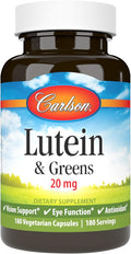 Carlson - Lutein &amp Greens 20 mg Vision Support &amp Eye Function Antioxidant 180 Vegetarian Capsules