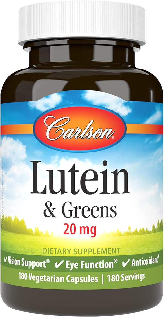 Carlson - Lutein &amp Greens 20 mg Vision Support &amp Eye Function Antioxidant 180 Vegetarian Capsules