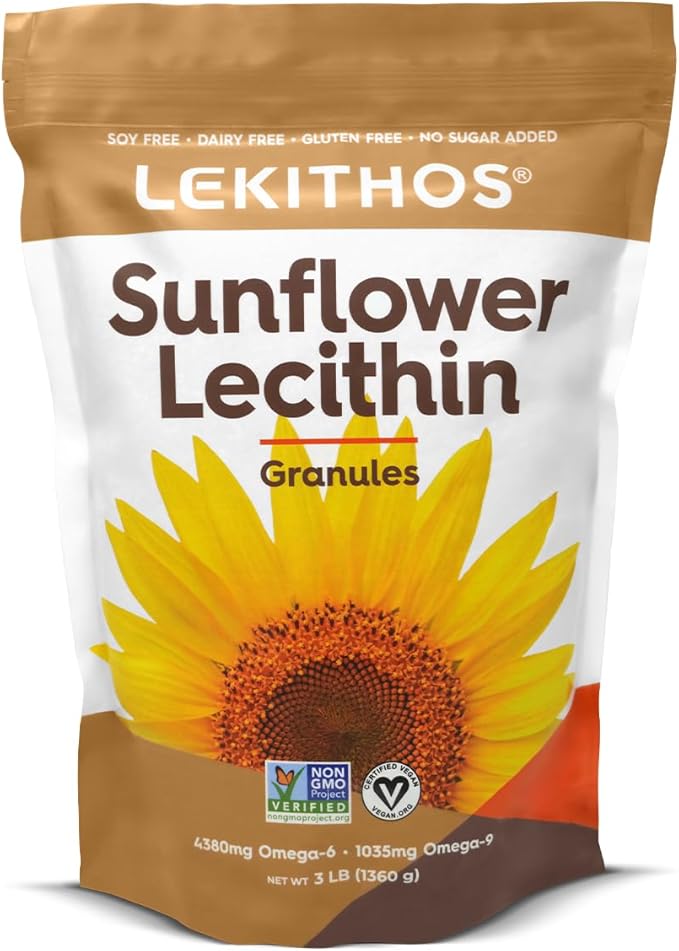 Sunflower Lecithin Granules Allergen Free Gluten Free No Artificial Preservatives Single Ingredient (3lb)