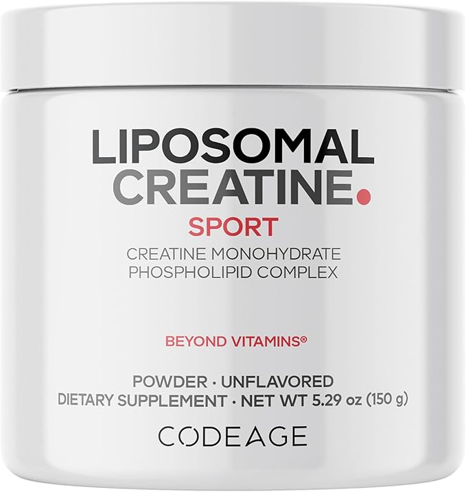 Codeage Liposomal Creatine Powder Supplement Pure Creatine Monohydrate 5000mg Pre Workout &amp Post Workouts - Unflavored Creatine Micronized Creatine Powder - Creatinine for Sports - 30 Servings