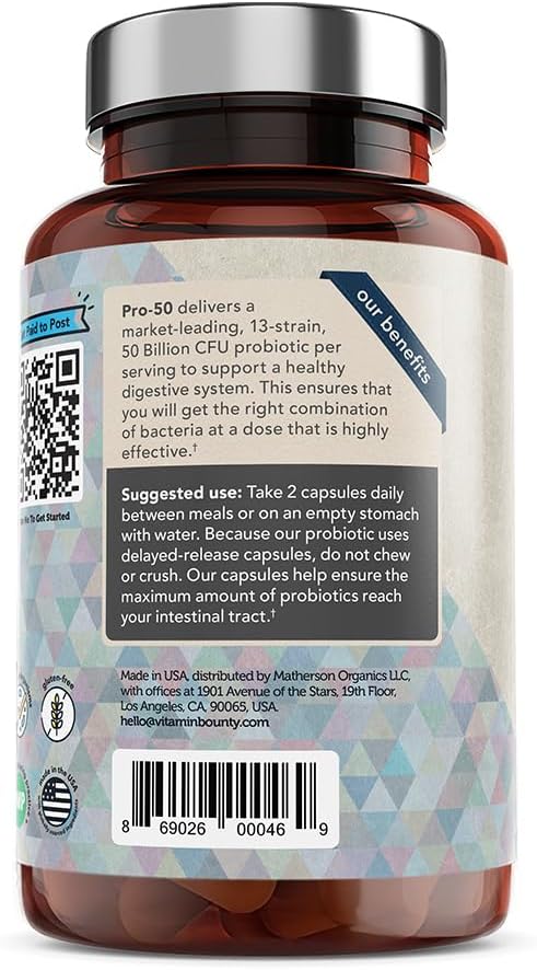 Vitamin Bounty Probiotic Bundle for Women – Pro-50 (50 Billion CFU 13 Strains + Prebiotics) &amp Pro-Daily Vaginal Probiotics (10 Billion CFU 5 Strains with Cranberry) – Digestive Immune Urinary