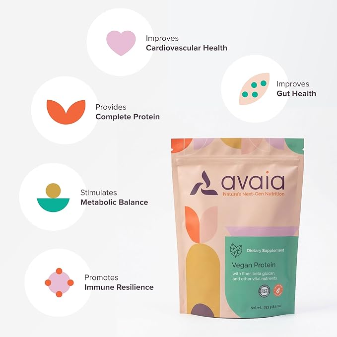 Avaia Precision-Fermented Vegan Nutritional Supplement Powder with Protein Fiber Beta-Glucan Complete Amino Acids Dairy-Free Soy-Free Gluten-Free 30 Servings