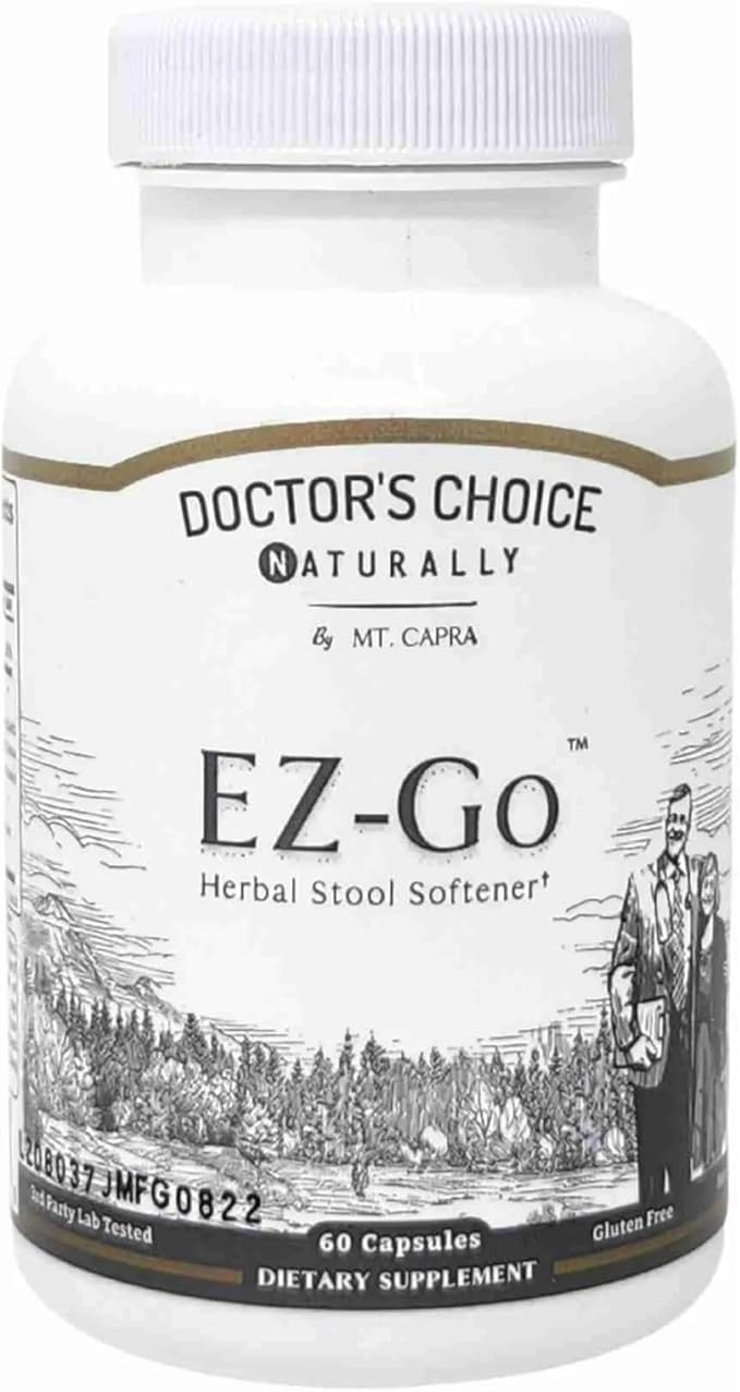 Mt. Capra EZ-Go Herbal Stool Softener | Non-Habit Forming Gentle Elimination Support | Includes Cape Aloe Gel Slippery Elm Bark Marshmallow Root Triphala Magnesium and Rhubarb Root | 30 Servings
