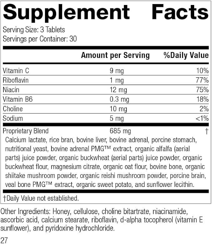 Standard Process Drenamin - Whole Food Antioxidant Mood Support Adrenal Support and Immune Support with Shitake Alfalfa Rice Bran Riboflavin Calcium Lactate Choline - 90 Tablets