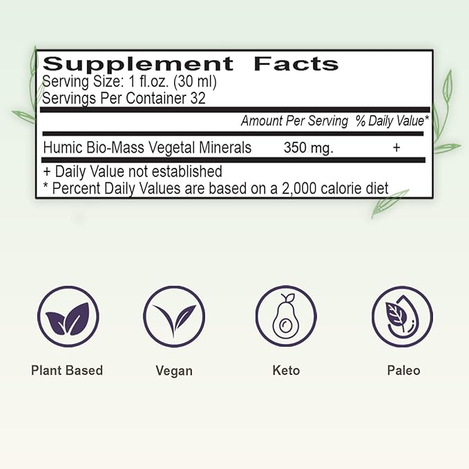 Vital Earth Minerals Super Strength Humic Minerals 2-Pack – Fulvic Acid Supplement with 70+ Trace Minerals Electrolytes for Detox &amp Digestion 32 Oz Ea + 1 Oz Cup