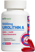inGreens Urolithin A 1000mg with NAD+ 300mg CoQ10 200mg and Trans-Resveratrol 200mg Supplement 60 Softgels