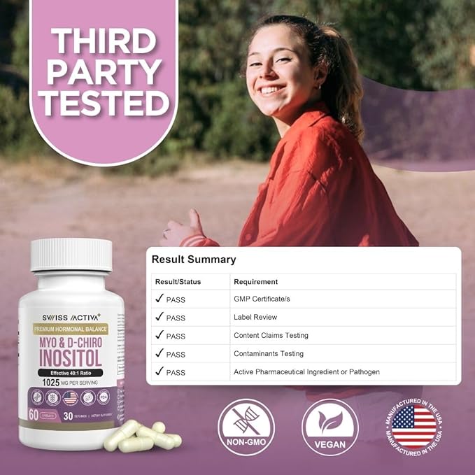 Swiss Activa+ Labs Myo Inositol &amp D-Chiro Inositol Supplement – 40:1 Ratio – Women’s Hormone Support – Supports Overall Menstrual Health &amp Metabolic Wellness – 90 Day Supply