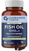 Generic Fish Oil with Multivitamin and Omega 3 1000mg Capsules for Men &amp Women | Fish Oil and Multivitamin Combo with 30 Ingredients - 60 Softgel Capsules