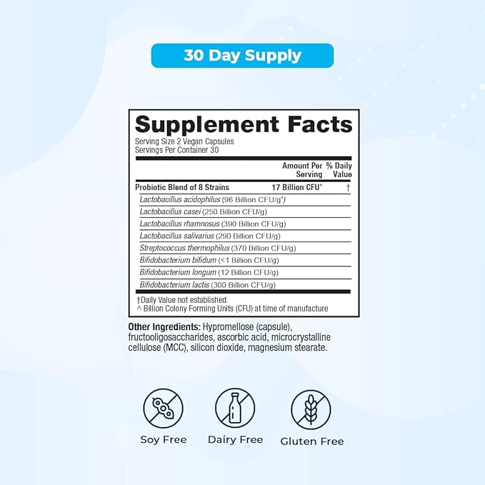 VitaMedica | Daily Balance Probiotic-8 | Probiotic Supplement | 16 Billion CFUs | Gut Health | Digestive Skin &amp Immune Support | Constipation Diarrhea Gas &amp Bloating Relief | Vegan | 60 Co